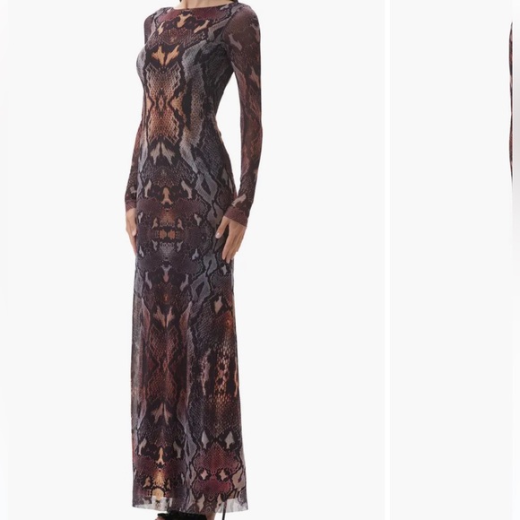 Women's Snake Maxi Open back ruched Dress sz small - Picture 3 of 4